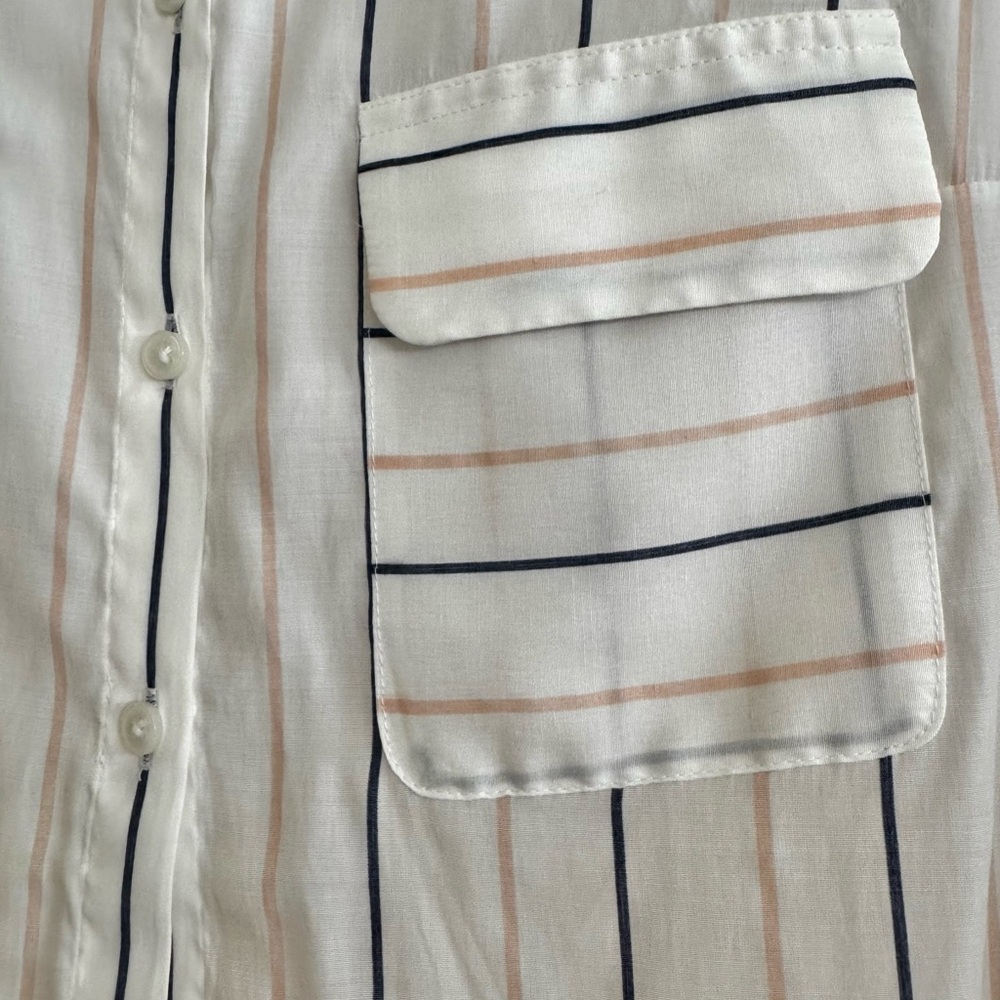 Express White With Pink And Blue Stripes Button Down Shirt - Picture 3 of 6